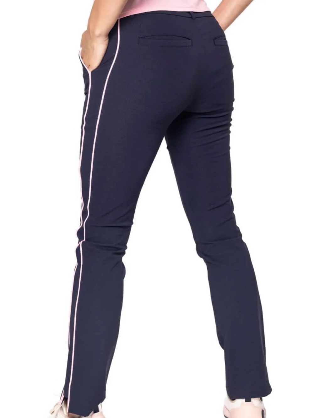Women's Navy Track Joggers with Pink Side Stripe